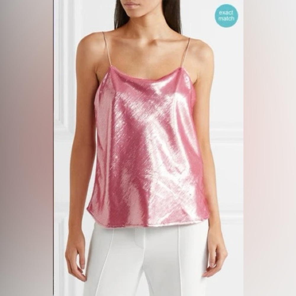 Michael Lo Sordo pink sequin velvet camisole